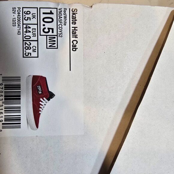 VANS Skate Half Cab VN0A5FCDY52 RED WHITE MID TOP SHOES LEATHER MEN'S 10.5 NEW - Picture 10 of 10